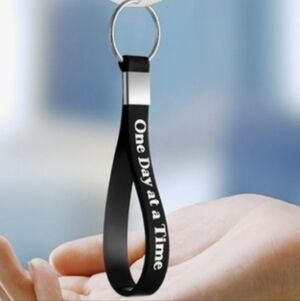 3 for $10 Recovery AA One Day at a Time Silicon Keychain